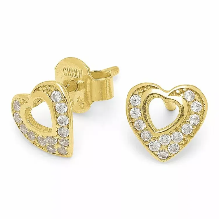 Goedkoop hart zirkoon oorbellen in verguld sterlingzilver