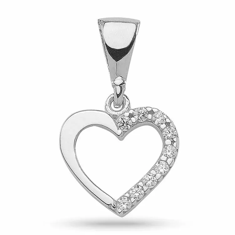 testsieraad hart zirkoon hanger in zilver
