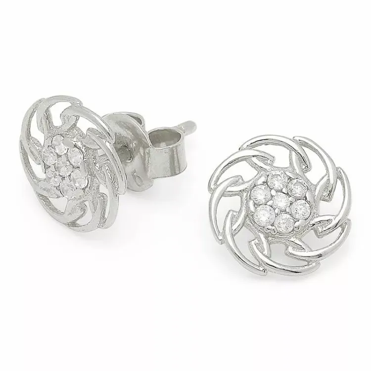 zirkoon bloemen oorbellen in zilver
