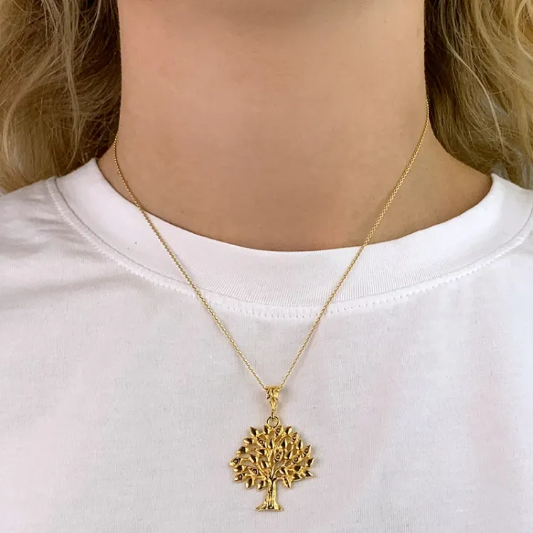 Groot boom van het leven hanger in verguld sterlingzilver