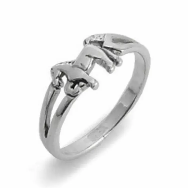 schattige paarden kinder ring in zilver