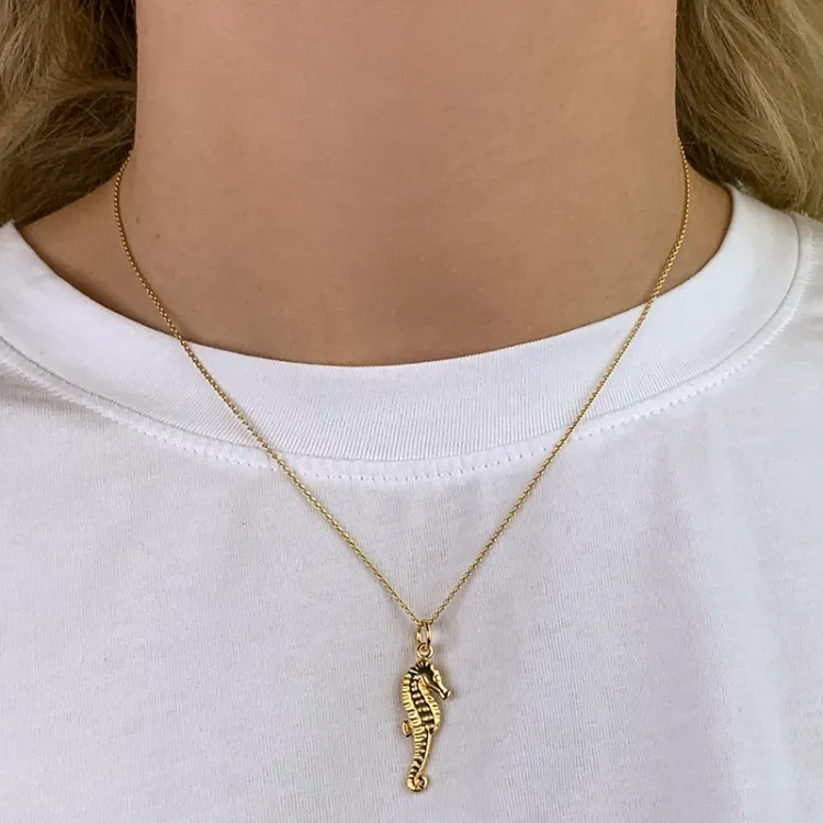zeepaard hanger in verguld sterlingzilver