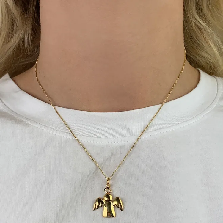 Groot engel hanger in verguld sterlingzilver