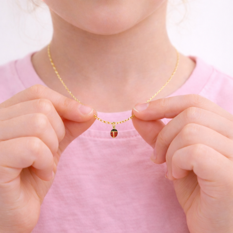 lieveheersbeestje hanger in verguld sterlingzilver - Little Ones