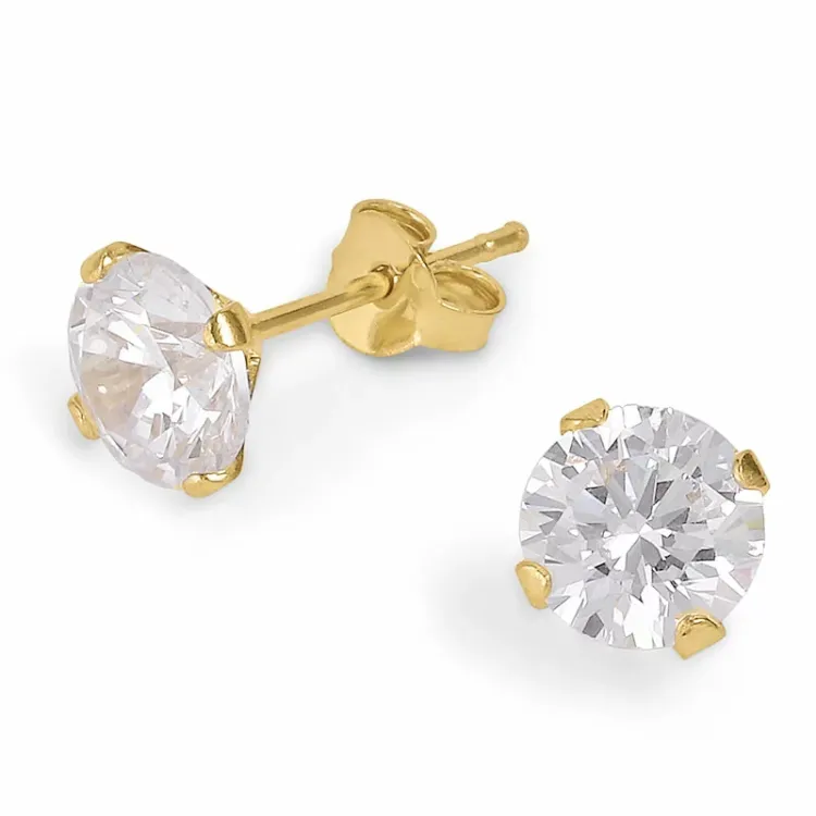 7 mm zirkoon oorsteker in verguld zilver
