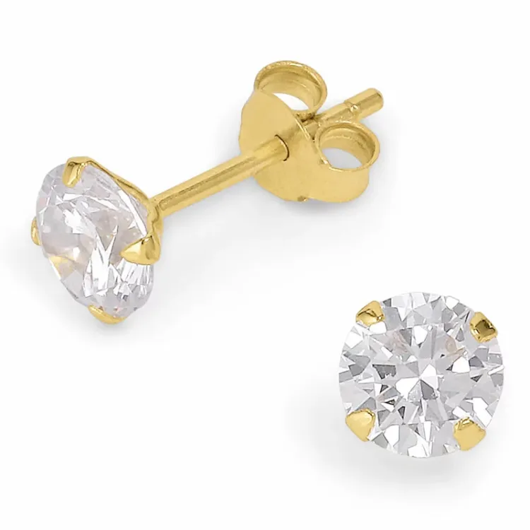 8 mm zirkoon oorbellen in verguld zilver