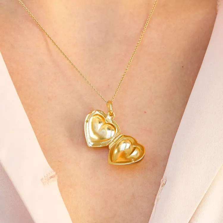 17 mm hart medaillon in verguld sterlingzilver