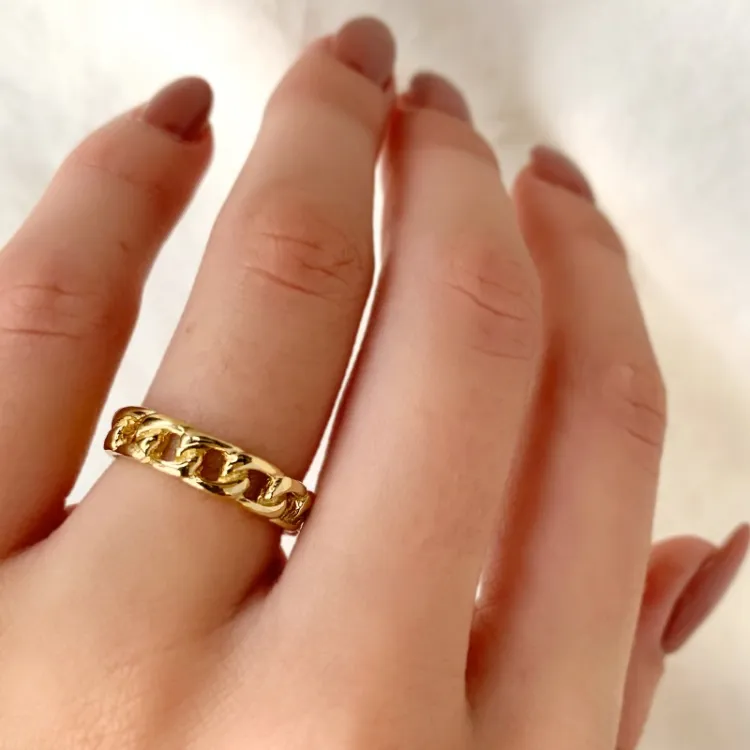 panzer ring in verguld sterlingzilver
