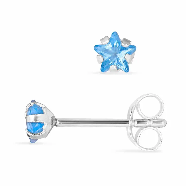 4 mm ster zirkoon oorsteker in zilver - Little Ones