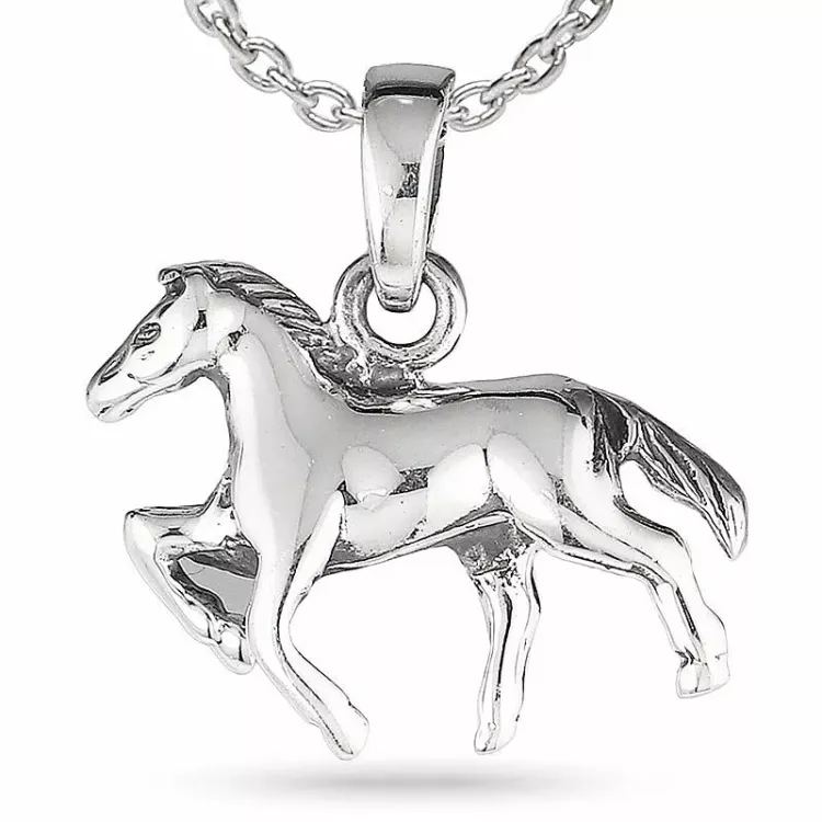 Paarden ketting in zilver met hanger in zilver