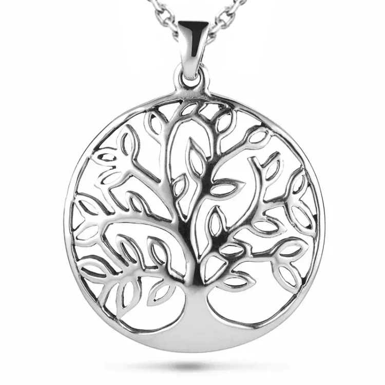 Boom van het leven ketting in zilver met hanger in zilver