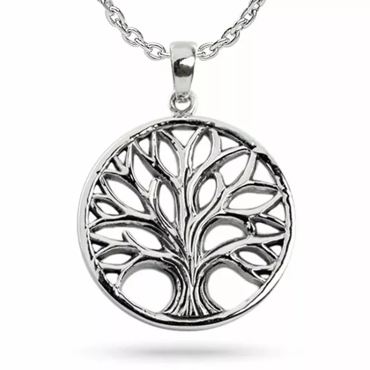 Boom van het leven ketting in zilver met hanger in zilver