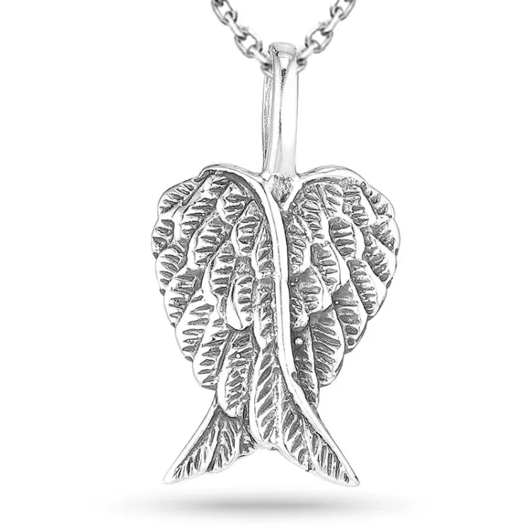 vleugel ketting in zilver met hanger in zilver