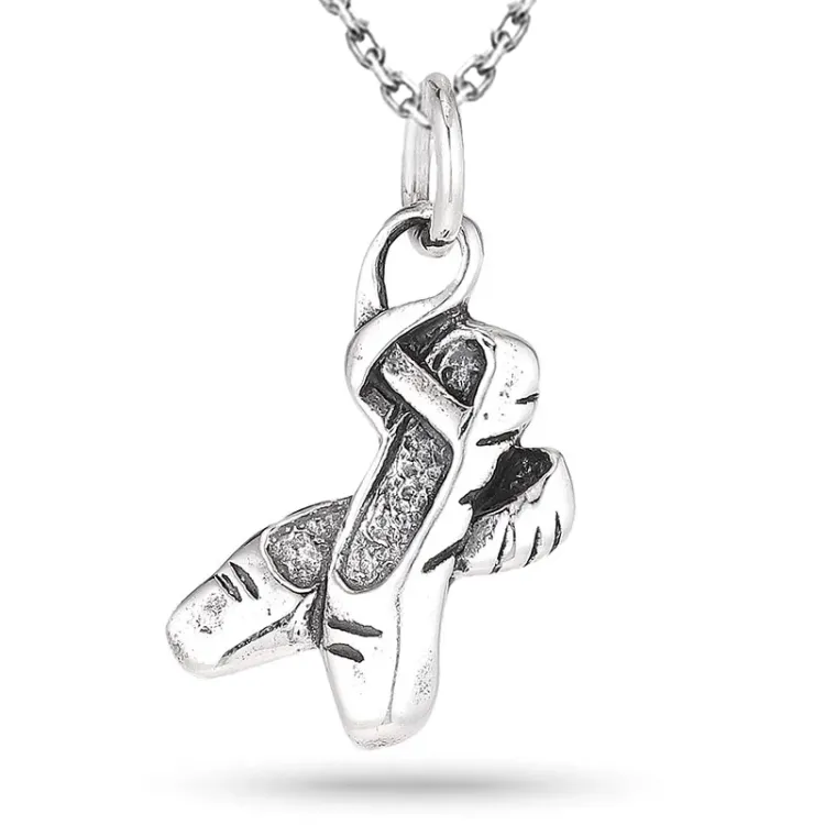 balletschoenen ketting in zilver met hanger in zilver