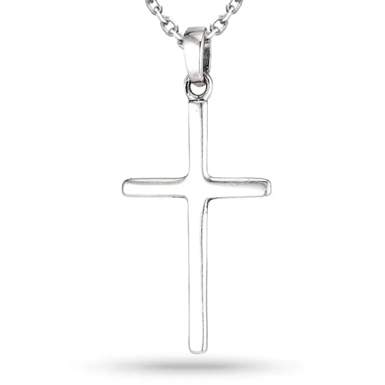 kruis ketting in zilver met hanger in zilver