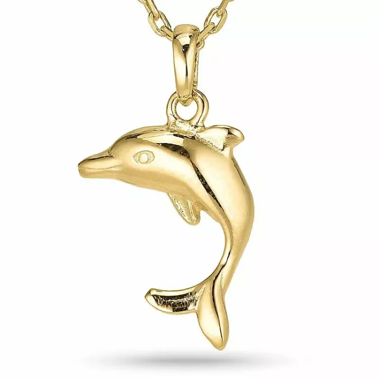 Dolfijn ketting in verguld sterlingzilver met hanger in verguld sterlingzilver