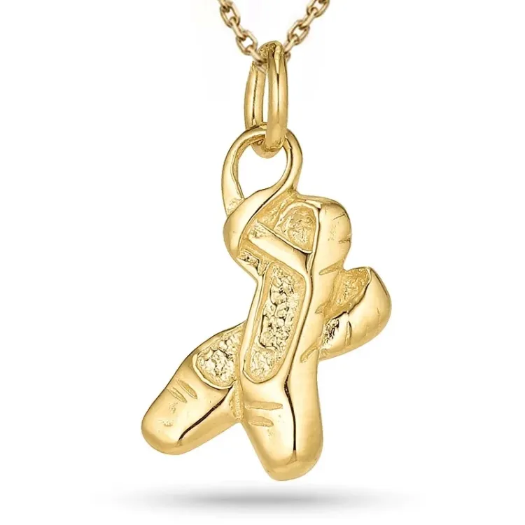 balletschoenen ketting in verguld sterlingzilver met hanger in verguld sterlingzilver