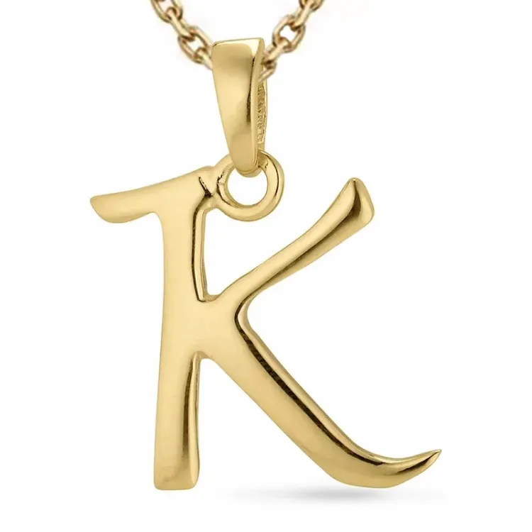letter k ketting in verguld sterlingzilver met hanger in verguld sterlingzilver - My Letter