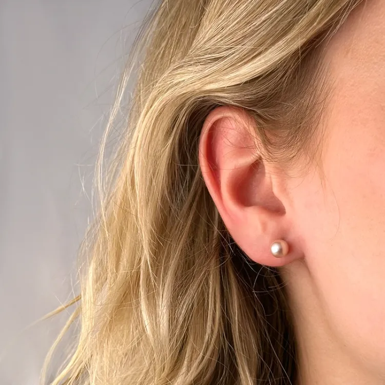 6 mm roze parel oorbellen in 9 karaat goud