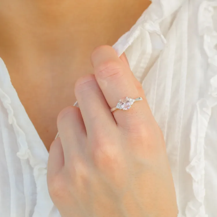 roze ring in zilver