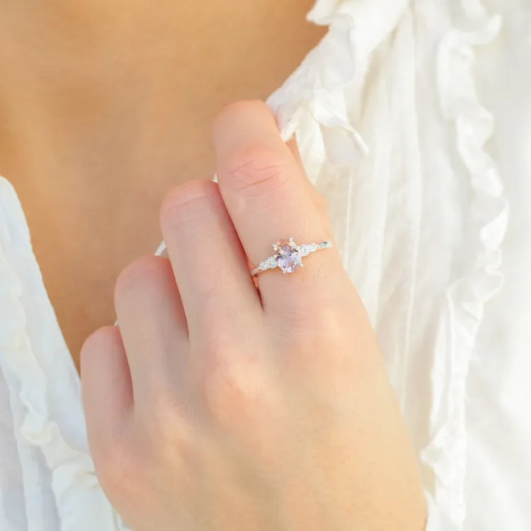 pink zirkoon ring in zilver