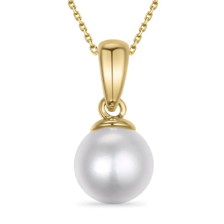 parel ketting in verguld sterlingzilver met hanger in 9 karaat goud