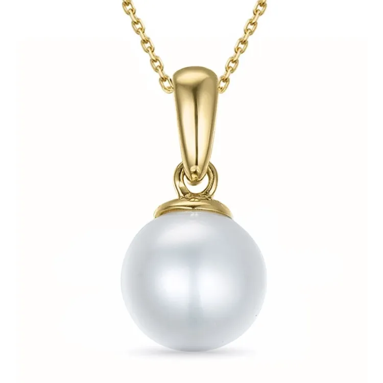 parel ketting in verguld sterlingzilver met hanger in 9 karaat goud