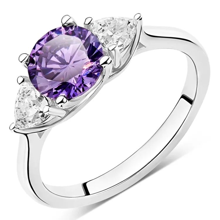 paarse zirkoon ring in zilver