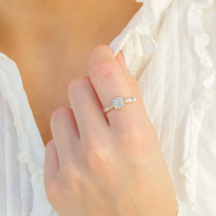 zirkoon solitaire ring in zilver