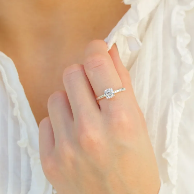 zirkoon solitaire ring in zilver