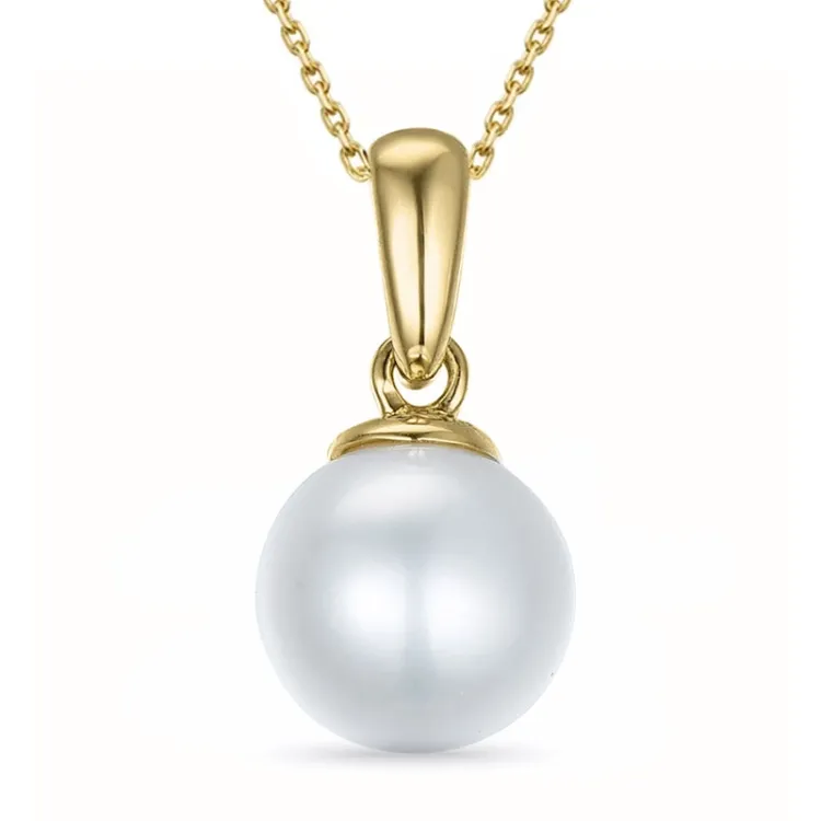 7 mm parel ketting in verguld sterlingzilver met hanger in 14 karaat goud