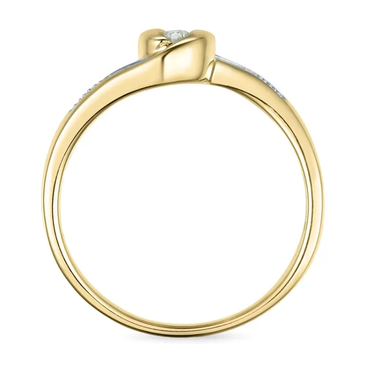 abstract diamant ring in 9 karaat goud-en witgoud 0,05 ct