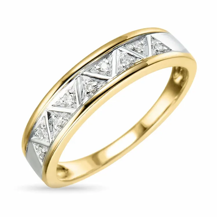 abstract diamant ring in 9 karaat goud-en witgoud 0,04 ct