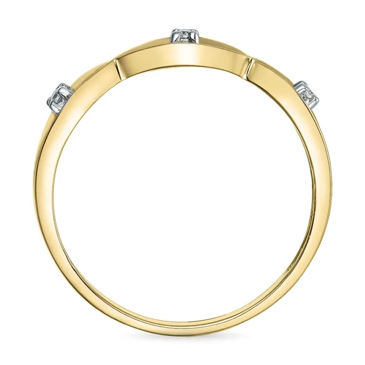 abstract diamant ring in 9 karaat goud-en witgoud 0,02 ct