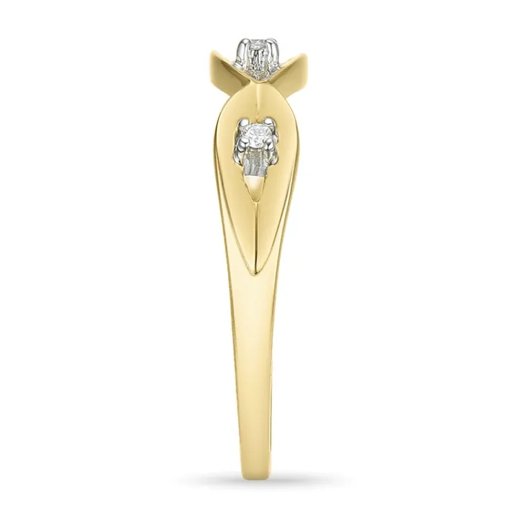 abstract diamant ring in 9 karaat goud-en witgoud 0,02 ct