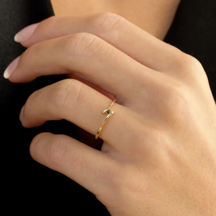 zwart diamant ring in 9 karaat goud 0,02 ct