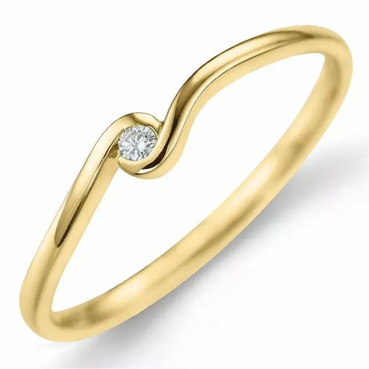 Diamant ring in 9 karaat goud 0,02 ct