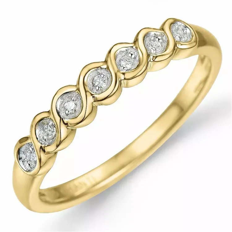 diamant ring in 9 karaat goud met rhodium 0,04 ct