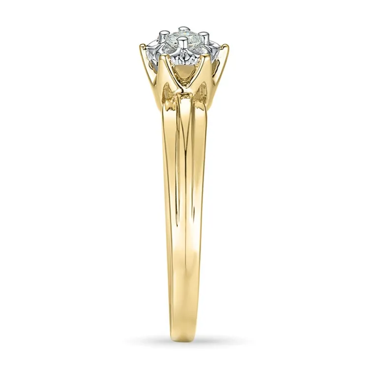 bloem diamant ring in 9 karaat goud-en witgoud 0,08 ct