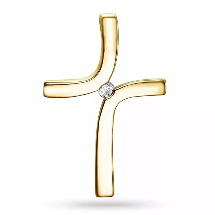 kruis diamanten hanger in 9 caraat goud 0,03 ct ct