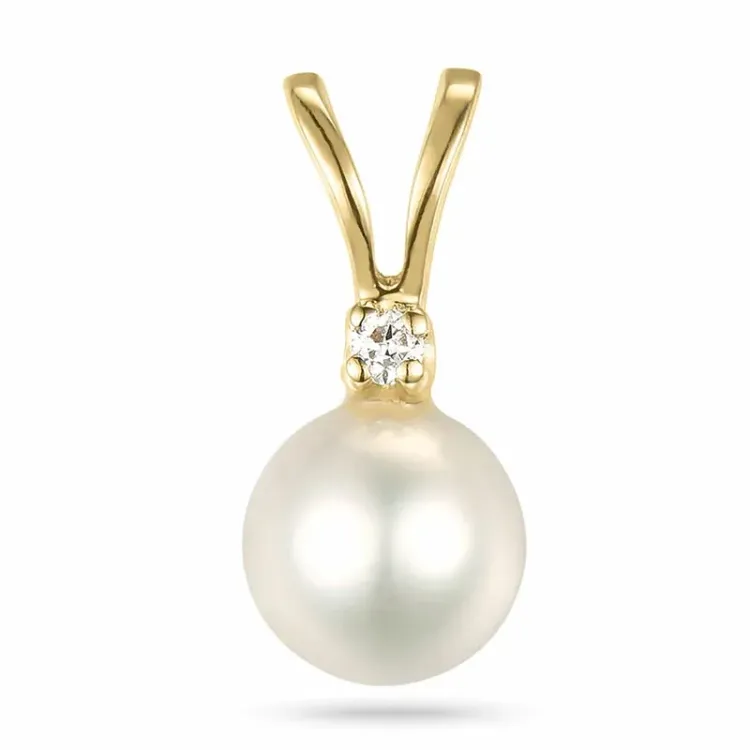 parel diamanten hanger in 9 caraat goud 0,01 ct
