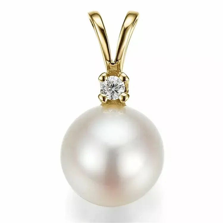 parel hanger in 9 caraat goud 0,02 ct