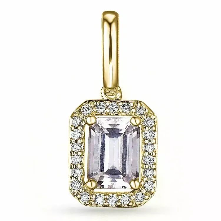morganiet diamanten hanger in 9 caraat goud 0,78 ct 0,11 ct