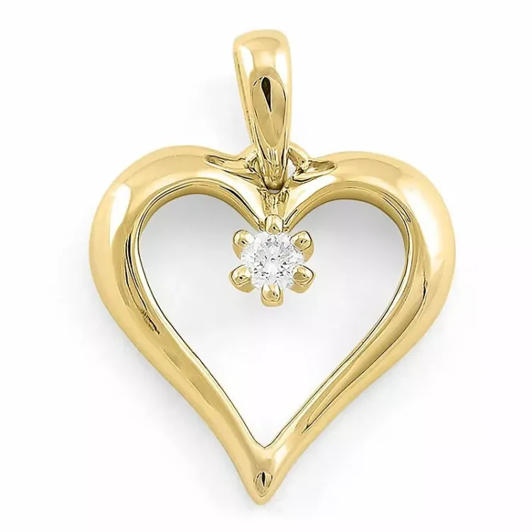 hart diamanten hanger in 9 caraat goud 0,08 ct
