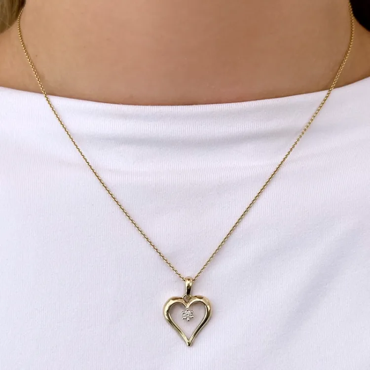 hart diamanten hanger in 9 caraat goud 0,08 ct