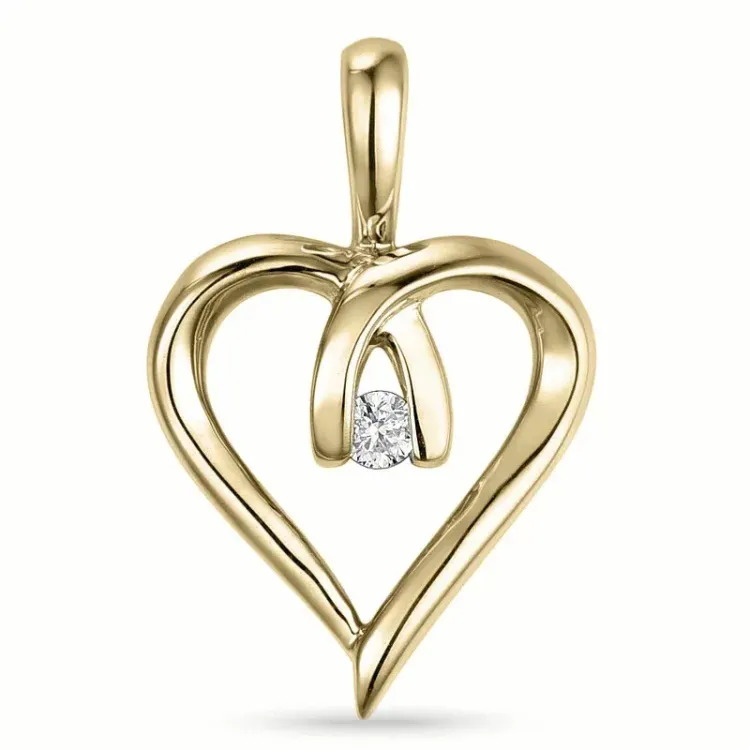 hart diamant hanger in 9 caraat goud 0,02 ct