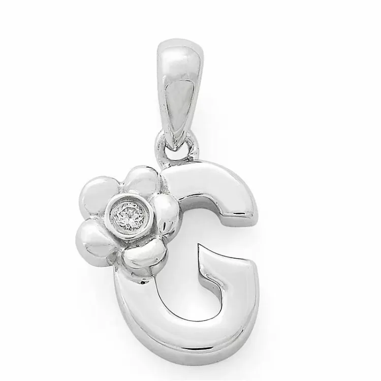 letter g diamanten hanger in 9 caraat witgoud 0,01 ct
