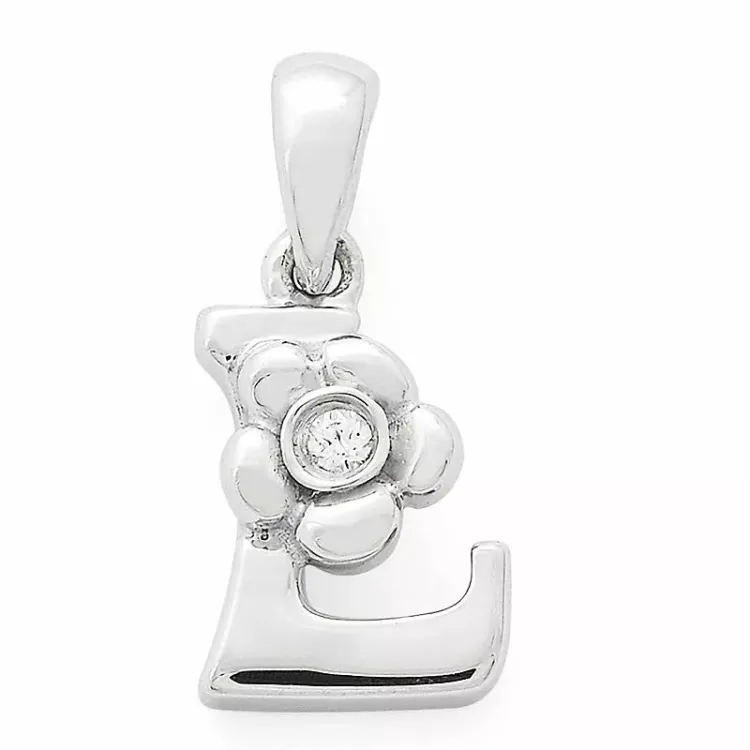 letter l diamant hanger in 9 caraat witgoud 0,01 ct