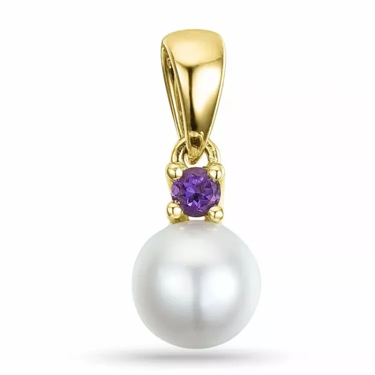 amethist hanger in 9 caraat goud 0,05 ct