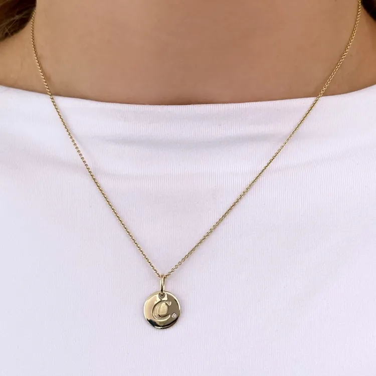 letter c diamant hanger in 9 caraat goud 0,01 ct